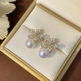 Luxury Baroque Pearl Earrings Wedding Anniverssary Jewelry For Women