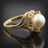 Twist Crystal White Pearl Ring for Women Wedding Engagement Jewelry