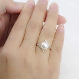 Twist Crystal White Pearl Ring for Women Wedding Engagement Jewelry