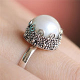 Twist Crystal White Pearl Ring for Women Wedding Engagement Jewelry