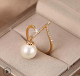 Twist Crystal White Pearl Ring for Women Wedding Engagement Jewelry