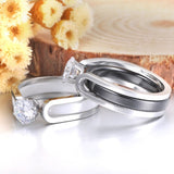 Towtone Silver Ceramic Engagement Ring For Women Wedding Jewelry