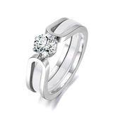 Towtone Silver Ceramic Engagement Ring For Women Wedding Jewelry