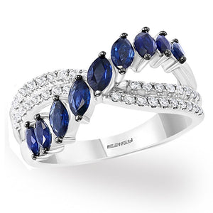  Inlaid Blue Sapphire Silver Ring for Women Party Jewelry