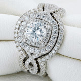 Luxury White Sapphire Engagement Ring Set Wedding For Women Jewelry