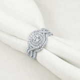 Luxury White Sapphire Engagement Ring Set Wedding For Women Jewelry