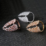 Angel Wings Feather Engagement Ring Rose Gold Wedding Jewelry for Women