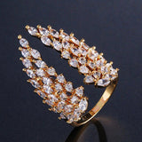 ANGEL WINGS FEATHER ENGAGEMENT RING ROSE GOLD WEDDING JEWELRY FOR WOMEN