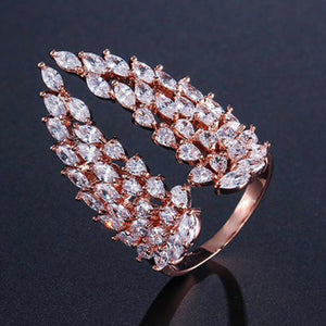 ANGEL WINGS FEATHER ENGAGEMENT RING ROSE GOLD WEDDING JEWELRY FOR WOMEN