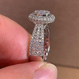 Dazzling Inlaid Engagement Ring for Women Silver Wedding Band Jewelry