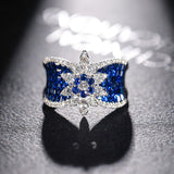 Blue Zircon Inlay Flower Engagement Ring Women Wedding Jewelry