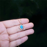 Opal Flower Pendant Necklace For Women Rose Gold Wedding Jewelry