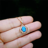 Opal Flower Pendant Necklace For Women Rose Gold Wedding Jewelry