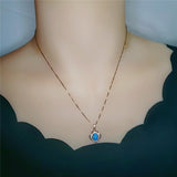 Opal Flower Pendant Necklace For Women Rose Gold Wedding Jewelry