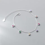 Round Beads Charm Bracelet Silver Link Chain For Women Jewelry