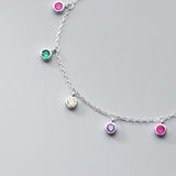 Round Beads Charm Bracelet Silver Link Chain For Women Jewelry