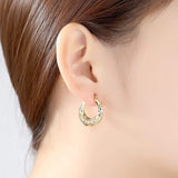 Luxury Hoope Earrings 14K Solid Gold For Women Wedding Jewelry