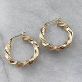 Luxury Hoope Earrings 14K Solid Gold For Women Wedding Jewelry