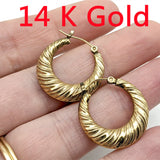 Luxury Hoope Earrings 14K Solid Gold For Women Wedding Jewelry