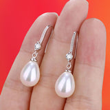 RED FRESH WATER PEARL DROP EARRINGS SILVER FOR WOMEN WEDDING JEWELRY