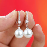 Red Fresh Water Pearl Drop Earrings Silver for Women Wedding Jewelry