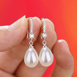 RED FRESH WATER PEARL DROP EARRINGS SILVER FOR WOMEN WEDDING JEWELRY