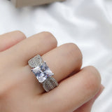 Gorgeous Square Zircon Engagement Ring for Women Proposal Silver Jewelry