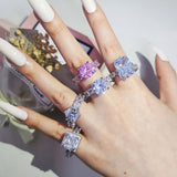 Luxury Retro Sapphire Engagement Ring for Women Party Gift Jewelry