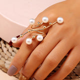 Big White Pearl Flower Ring WomenZircon Engagement Party Jewelry