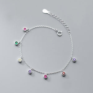 Round Beads Charm Bracelet Silver Link Chain For Women Jewelry