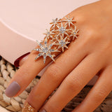 Big White Pearl Flower Ring WomenZircon Engagement Party Jewelry