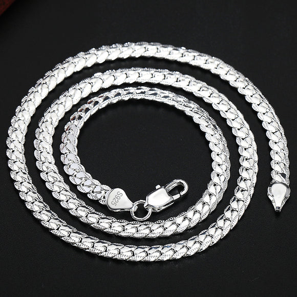 24 Inch Chain Necklace 925 Silver For Woman Wedding Engagement Jewelry Gift