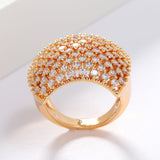 Unique White Paved Zircon Engagement Ring Gold Party Wedding Jewelry