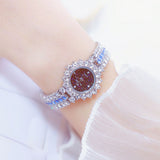 Luxury Silver Diamond Wristwatch Quartz Watche Women Ladies Jewelry