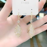 Leaf Opal Pendant Pendant Earrings for women Personality Party Jewelry