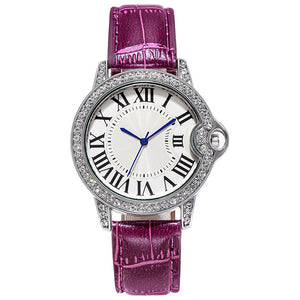 LUXURY DIAMOND WATCHE WRIST WATCHE LEATHER STRAP FOR WOMEN GIFT JEWELRY