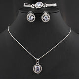 CHARM WHITE SAPPHIRE JEWELRY SET STUD EARRING FOR WOMEN BRACELET NECKLACE