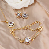 CHARM WHITE SAPPHIRE JEWELRY SET STUD EARRING FOR WOMEN BRACELET NECKLACE