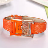 LUXURY LEATHER RECTANGLE WOMEN WATCHE DIAMOND LADIES QUARTZ WATCH