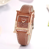 LUXURY LEATHER RECTANGLE WOMEN WATCHE DIAMOND LADIES QUARTZ WATCH