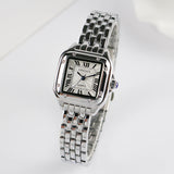 Ladies Classic Square Wristwatch Quartz Watche Silver Steel Band Jewelry