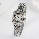 Ladies Classic Square Wristwatch Quartz Watche Silver Steel Band Jewelry