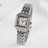 LADIES CLASSIC SQUARE WRISTWATCH QUARTZ WATCHE SILVER STEEL BAND JEWELRY