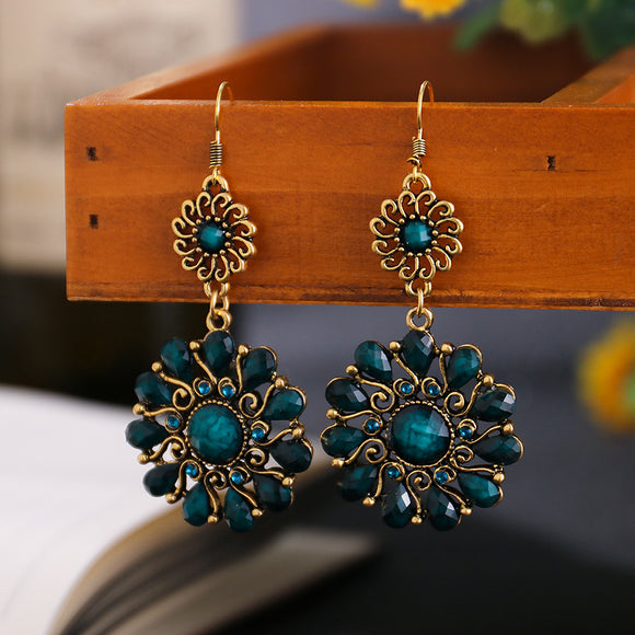 Vintage Sun Flower Earrings Ethnic Boho Women Anniverssary Jewelry