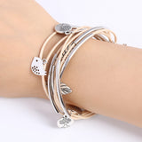 Bangles Multilayer Bracelet Leaves Pendant Silver Wedding Jewelry