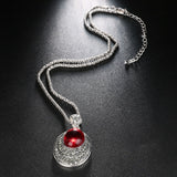 Ancient Retro Silver Oval Red Jewelry Set Women Necklace Ring Earrings