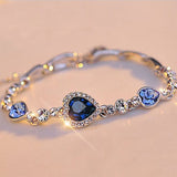 Blue Heart Sapphire Bangle Bracelet Women Wedding fine jewelry