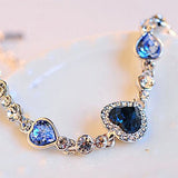 Blue Heart Sapphire Bangle Bracelet Women Wedding fine jewelry