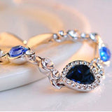 Blue Heart Sapphire Bangle Bracelet Women Wedding fine jewelry