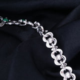 Ethnic Bohemian Green Stones Bracelet Silver Woman Jewelry